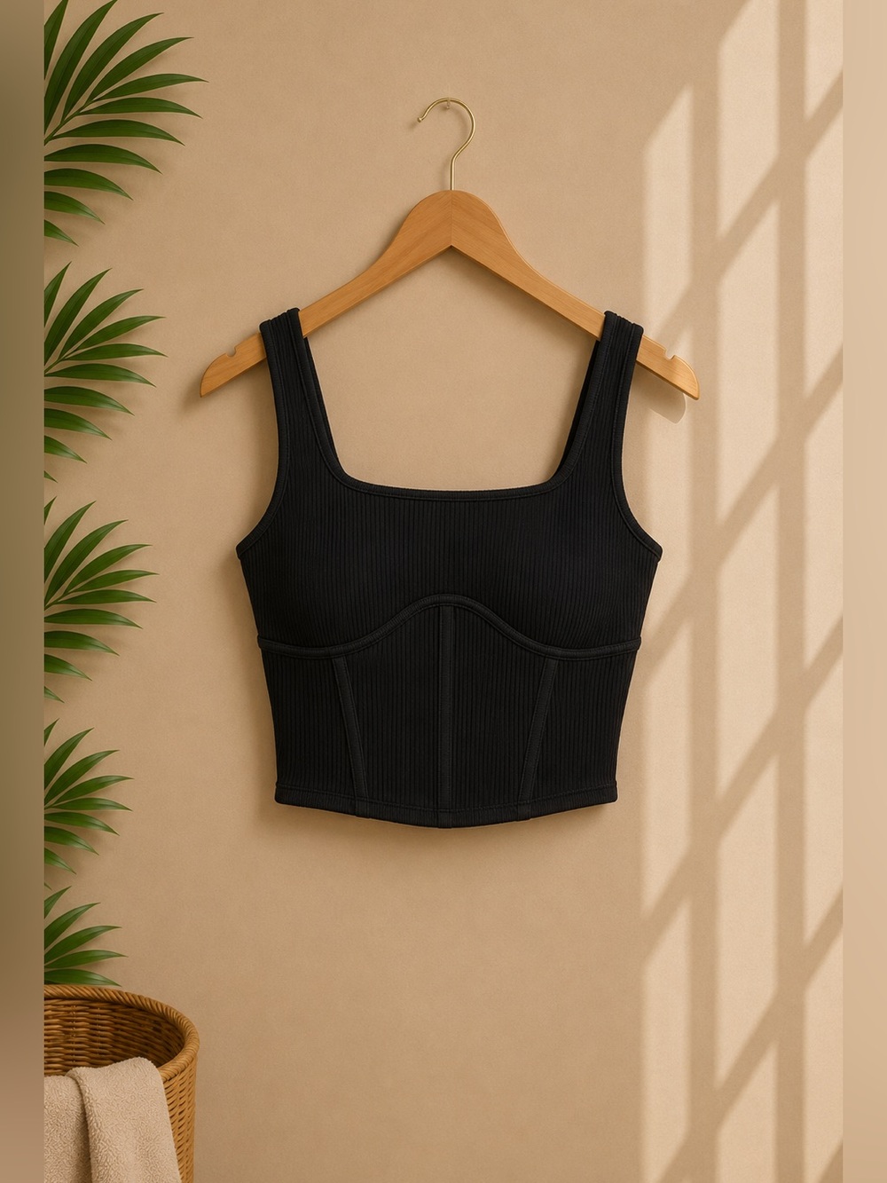 Black Ribbed Women's Crop Top